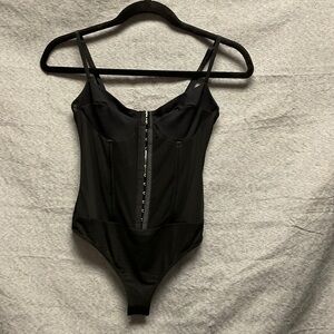 Black Zipper Front Bodysuit